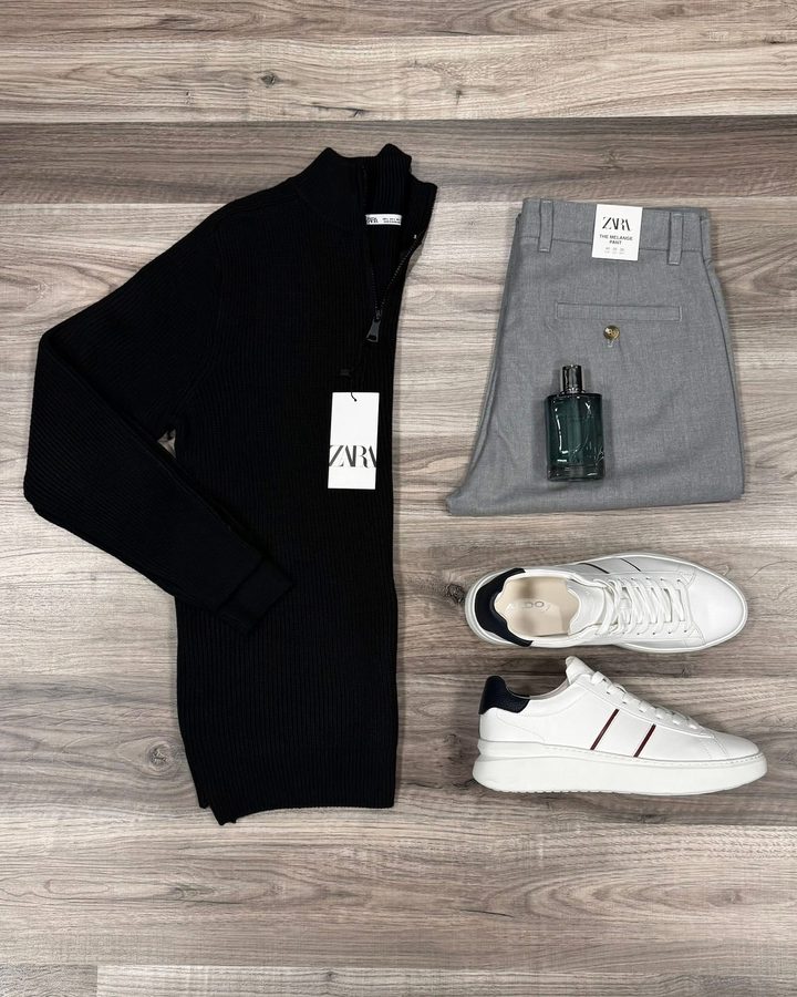 Knit Black + Grey Melange